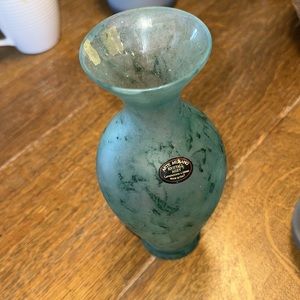 Vintage Lavorazione Arte Murano Glass Italian Vase, Kristall Mery 9.5”